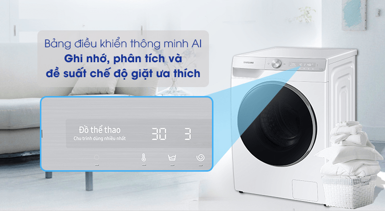 Bảng điều khiển thông minh AI ghi nhớ và đề xuất chế độ giặt phù hợp nhất