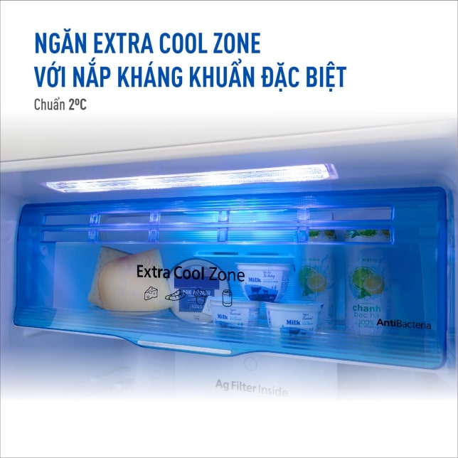 5. Ngăn mát Extra Cool Zone với nắp kháng khuẩn đặc biệt 