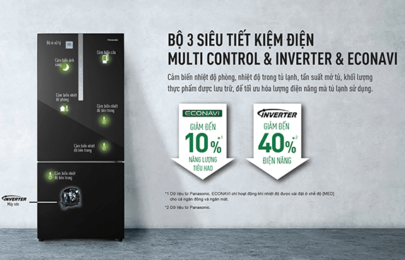 5. Tủ lạnh BX471WGKV tiết kiệm điện năng tối ưu nhờ bộ ba công nghệ Inverter, Econavi và Multi Control