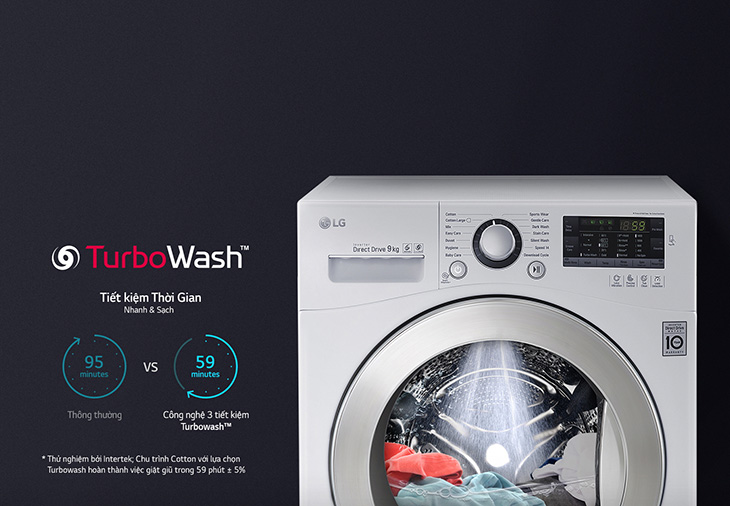 Công nghệ TurboWash giặt sạch nhanh chóng