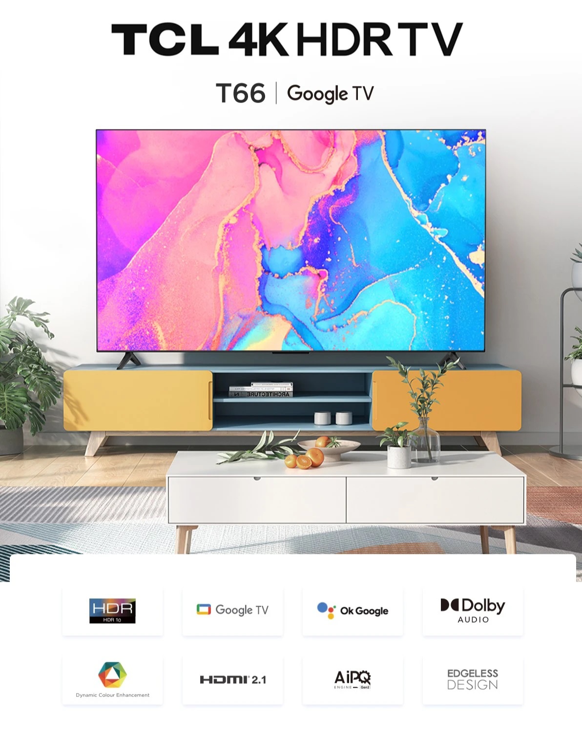 Thiết kế Google Tivi TCL 50T66 tinh tế trong từng chi tiết