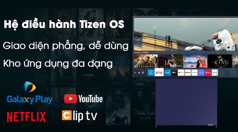 Tivi Samsung 43LS05T có giao diện Tizen OS dễ tiếp cận, dễ thao tác