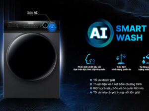 Máy giặt Aqua Inverter 10 kg AQD-D1003G.BK lồng ngang - AI Smart Wash thông minh
