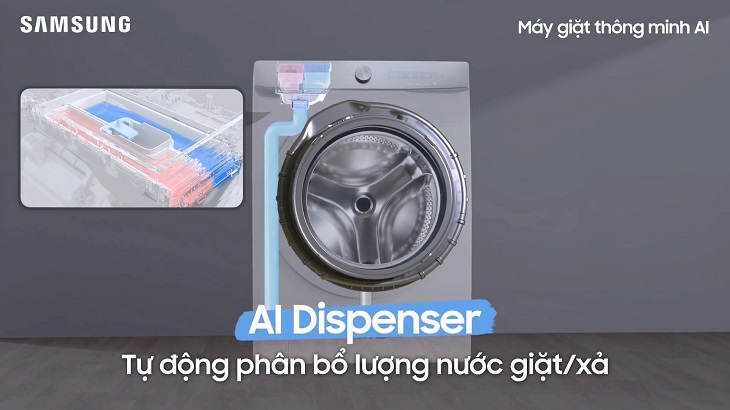 Ngăn nước giặt xả thông minh AI Dispenser trên máy giặt samsung