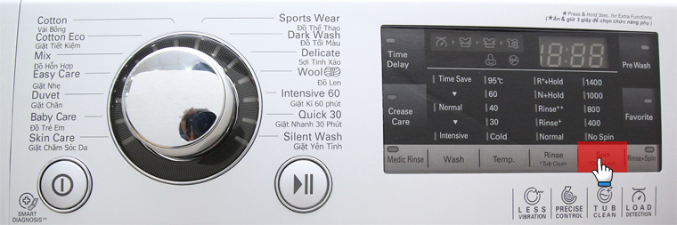 Điều chỉnh tốc độ vắt cho phù hợp,Hướng dẫn sử dụng máy giặt LG 9kg