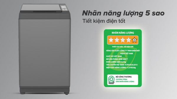 Tiết kiệm điện - Máy giặt Aqua 9 kg AQW-S90CT S