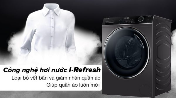Máy giặt Aqua Inverter 12 kg AQD-A1200H PS -Công nghệ hơi nước I-Refresh giúp quần áo luôn mới, giảm nhăn và loại bỏ vết bẩn hiệu quả