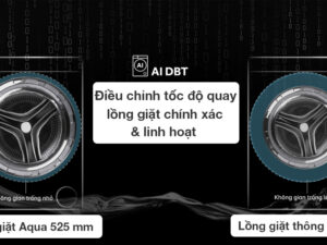Máy giặt sấy Aqua Inverter 10 kg AQD-AH1000G.PS-Công nghệ cân bằng AI DBT điều chỉnh lồng giặt linh hoạt, chính xác và giảm độ rung lắc, phát ra tiếng động 