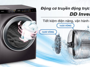 Máy giặt sấy Aqua Inverter 15 Kg AQD-DH1500G PP - Động cơ Inverter truyền động trực tiếp - Công nghệ tiết kiệm điện