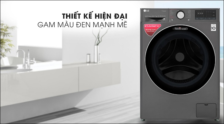 Máy giặt sấy LG Inverter 10.5 kg FV1450H2B có thiết kế sang trọng, hiện đại