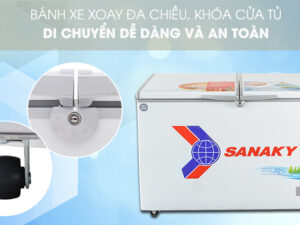 Có khóa an toàn, bánh xe tiện lợi - Tủ đông Sanaky VH-3699W1