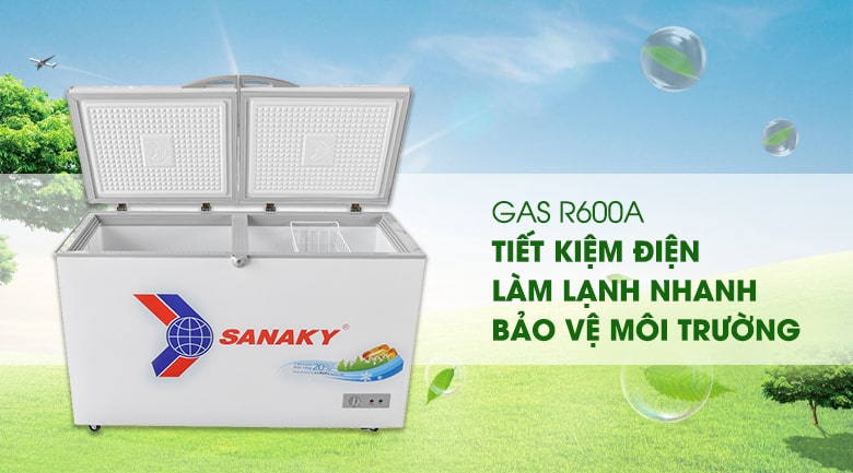 Tủ đông Sanaky VH-4099A1 sử dụng Gas R600a làm lạnh nhanh, tiết kiệm điện
