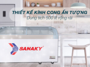 Tủ Đông Sanaky 500 lit VH-888KA - Thiết kế kính cong ấn tượng