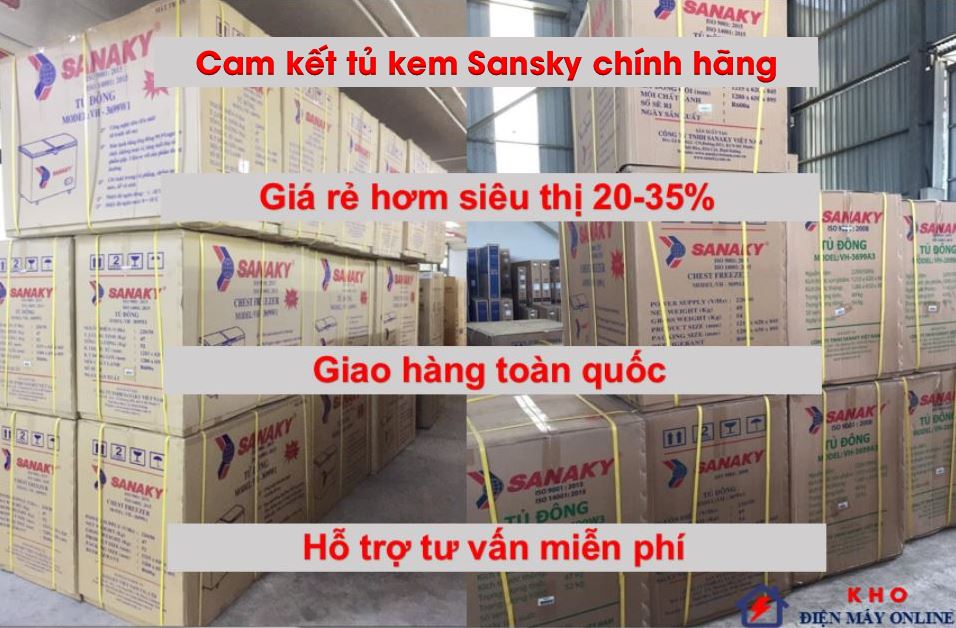 2. Cam kết tủ kem Sanaky giá rẻ, giá gốc