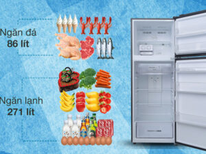 Tủ lạnh Aqua Inverter 357 lít AQR-T376FA(FB) - Dung tích ngăn đá 86 lít, ngăn lạnh 271 lít 