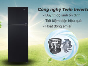 Tủ lạnh Aqua Inverter 357 lít AQR-T376FA(FB) - Công nghệ Twin Inverter tiết kiệm điện hiệu quả, vận hành êm ái 