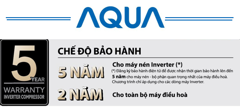 7. Bảo hành chính hãng theo quy định của Aqua