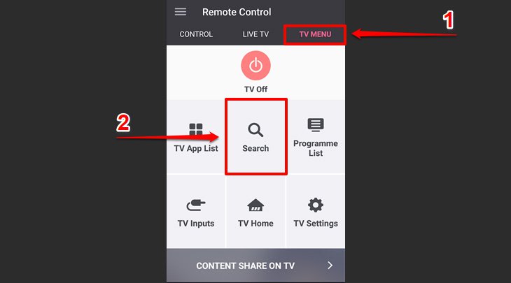 Cách tìm kiếm nhanh chóng bằng ứng dụng LG TV Plus