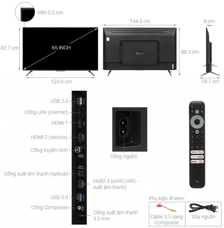Google Tivi TCL 65Q636 65 inch 4K