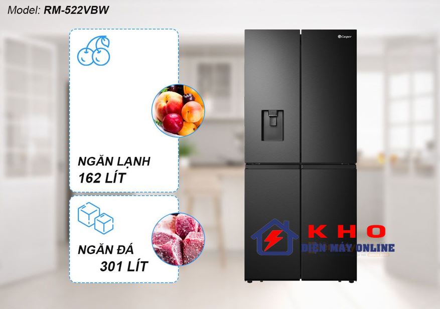 Tủ lạnh multidoor Casper RM-522VBW inverter 463 lít
