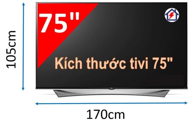 4. Kích thước trung bình TV 75 inch
