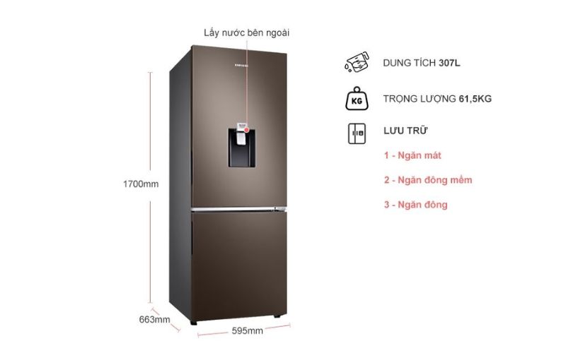 Kích thước tủ lạnh Samsung 2 cánh