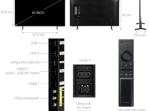 2. Thông số kỹ thuật Smart Tivi Samsung 4K Crystal UHD 43 inch UA43AU8100