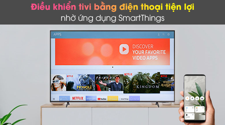 TV samsung 65AU810 điều khiển tivi bằng điện thoại dễ dàng qua ứng dụng SmartThings