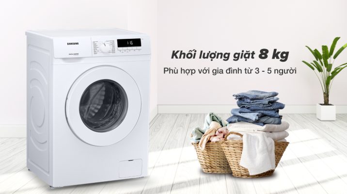 Máy giặt Samsung 8kg phù hợp với gia đình bao nhiêu người?