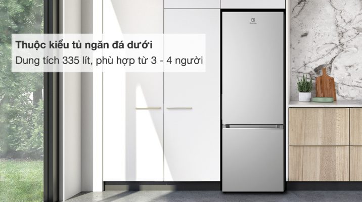 2. Tủ lạnh Electrolux EBB3702K-A inverter 335 Lít