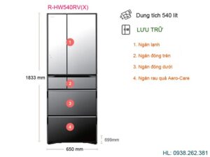 4. HW540RV (X) là dòng tủ lạnh cho gia đình đông người nhờ dung tích lớn 540 lít