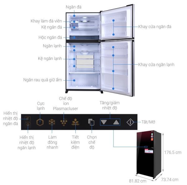 tủ lạnh sharp inverter 520 lít sj-xp570pg-mr mẫu mới 2021