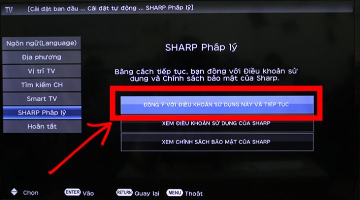 4. Các bước thao tác thiết lập TV Sharp