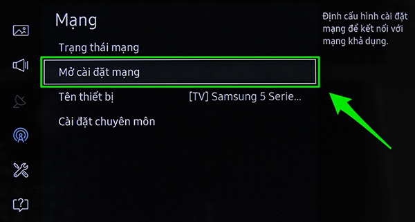 2. Hướng dẫn chi tiết cách kết nối mạng trên Smart tivi Samsung