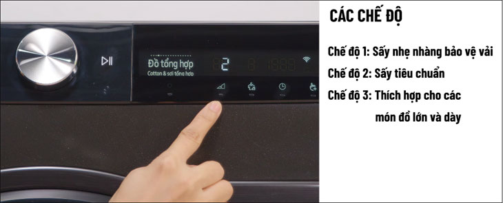 2. Cách sử dụng bảng điều khiển máy sấy quần áo Samsung Heatpump