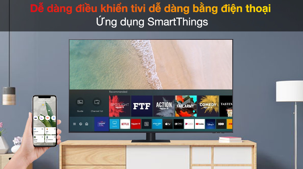 Smart Tivi QLED 4K 55 inch Samsung QA55Q70A SmartThings