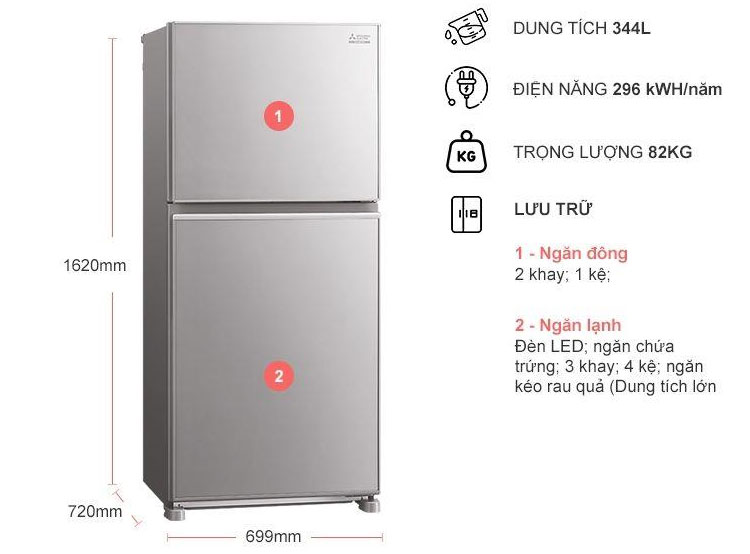 Tủ lạnh MR-FX43EN-GBK/GSL-V | Đèn Led hiện đại