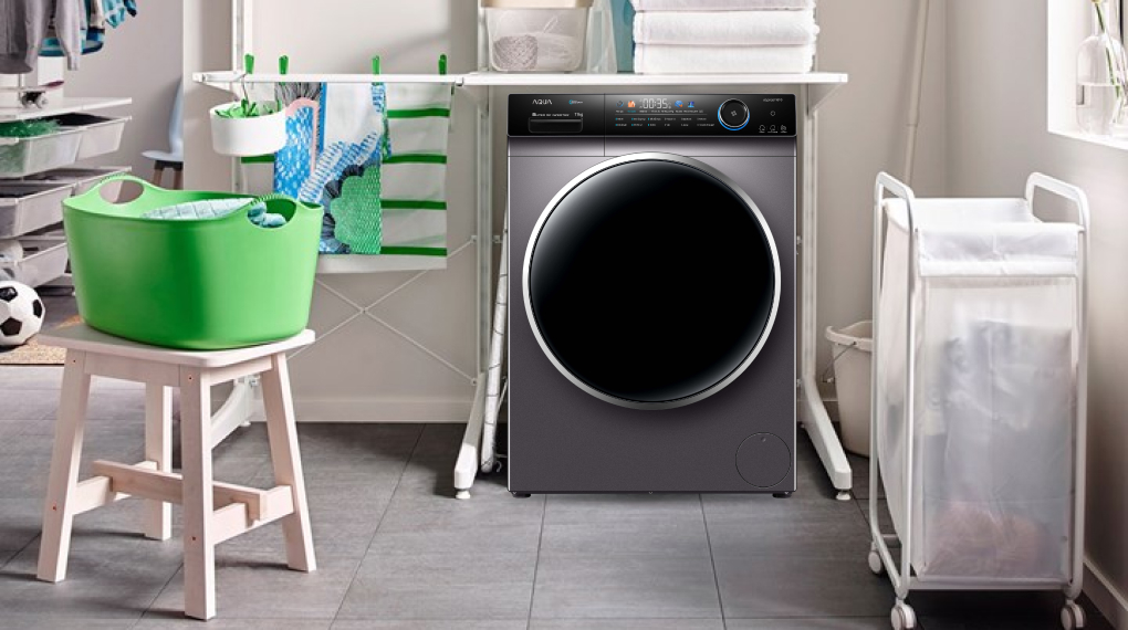 Máy giặt AQD DD1101G PS sở hữu thiết kế hiện đại, màu sắc sang trọng