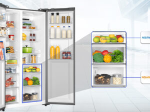 Ngăn chứa thực phẩm khô và ẩm riêng biệt - Tủ lạnh AQUA Inverter 576 lít AQR-IG696FS GB 