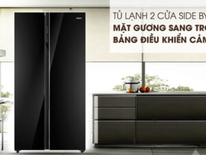 Thiết kế side by side sang trọng, đẳng cấp - Tủ lạnh AQUA Inverter 576 lít AQR-IG696FS GB