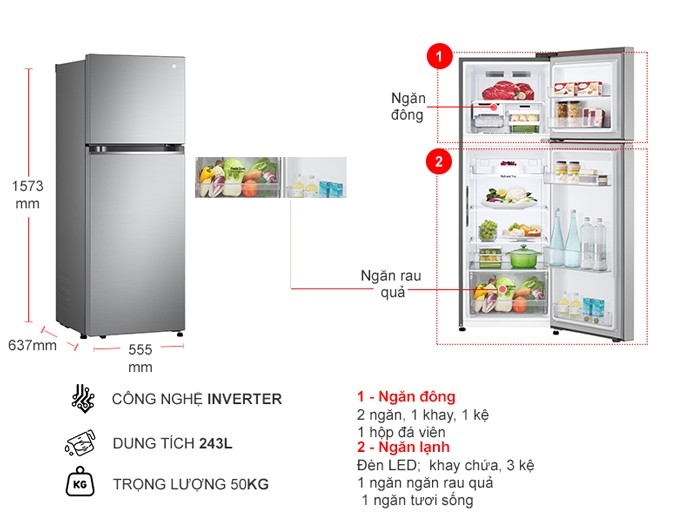 3. Top 6 dòng LG tủ lạnh giá rẻ đáng sở hữu nhất