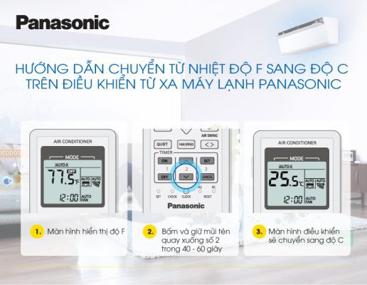 2.5. Cách chuyển độ F sang độ C trên máy lạnh Panasonic?