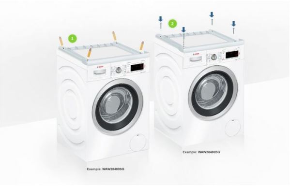 3. Cách lắp đặt máy sấy quần áo Bosch xếp chồng lên máy giặt 
