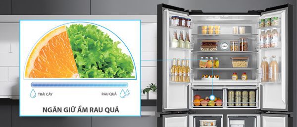 Tủ lạnh Toshiba Inverter 511 lít GR-RF610WE có ngăn rau quả giữ ẩm