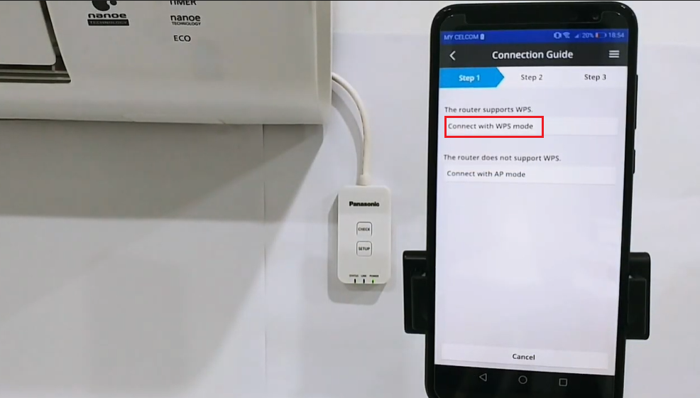 2. Kết nối máy lạnh Panasonic với điện thoại sử dụng chế độ WPS