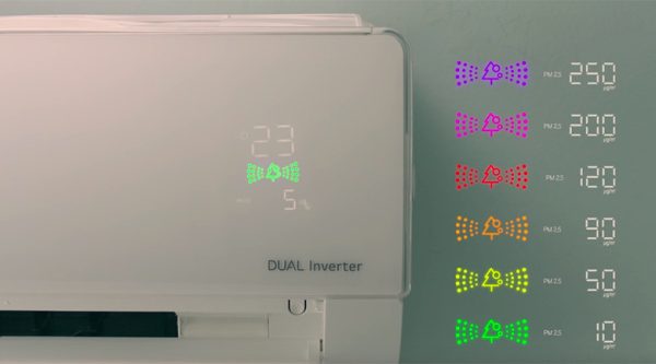 Màn hình hiển thị chất lượng trong không khí - Máy lạnh LG Wifi Inverter 1.5 HP V13APF