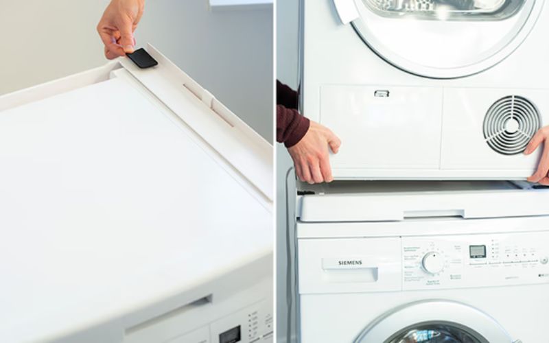 Xếp máy sấy lên trên máy giặt