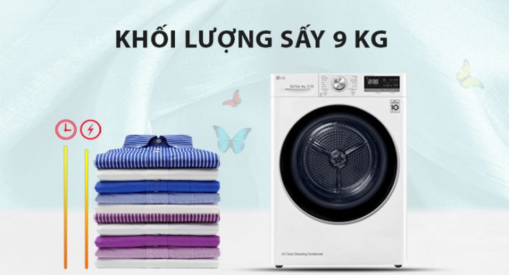 2. Máy sấy bơm nhiệt LG 9 Kg DVHP09W