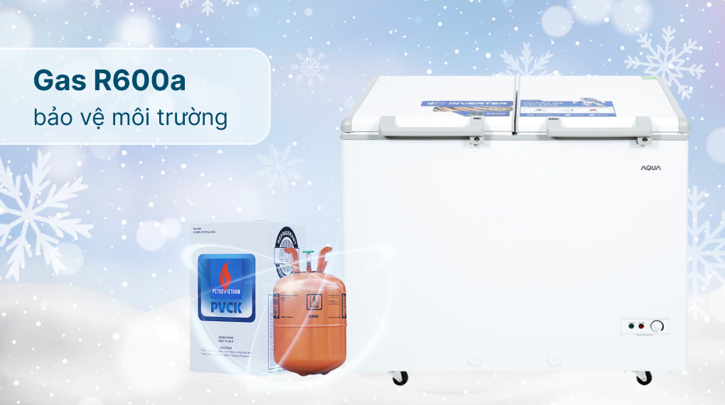 Tủ đông AQUA Inverter 295 lít AQF-C4202E - Làm lạnh nhanh và tiết kiệm điện với gas R600a