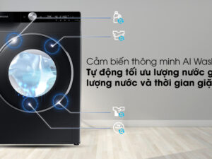 Công nghệ AI Wash-Máy giặt Samsung AI Inverter 9 kg WW90TP44DSB/SV lồng ngang